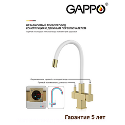 G4395-33 GAPPO Смеситель для кухни под фильтр сатиновое золото — фото 1