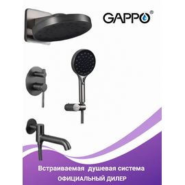 G7106-9 GAPPO Душевая система скрытого монтажа оружейная сталь — фото 1