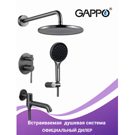G7106-19 GAPPO Душевая система скрытого монтажа оружейная сталь — фото 1