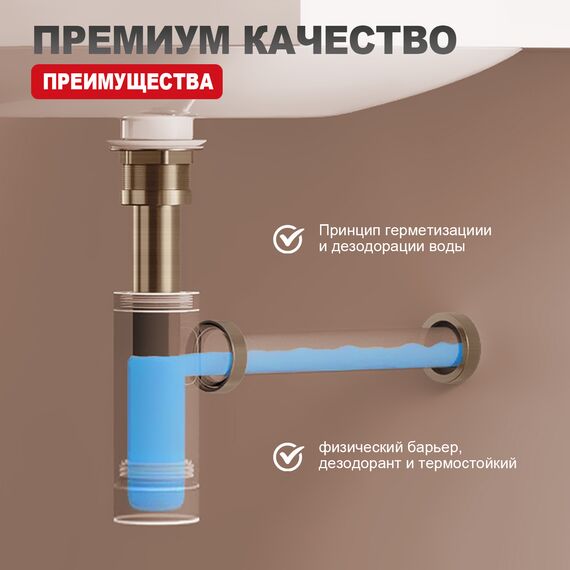 R600.20.04 Сифон для раковины бронза RAGLO — фото 3