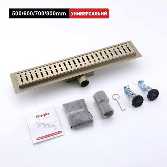 R650.60.03 Трап для душа линейный 60 см сатиновое золото RAGLO — фото 12