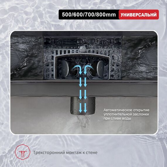 R650.50.09 Трап для душа линейный 50 см графит RAGLO — фото 5