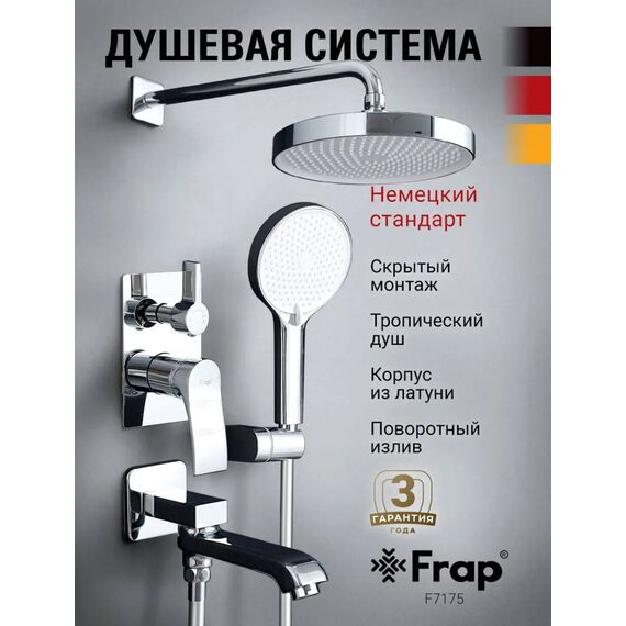 F7175 FRAP Душевая система скрытого монтажа хром — фото 2