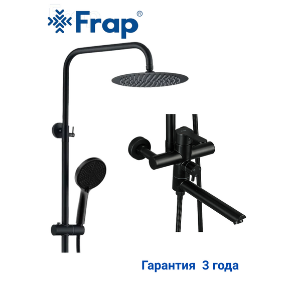 F24801-6 FRAP Душевая система, нержавеющая сталь/черный — фото 1