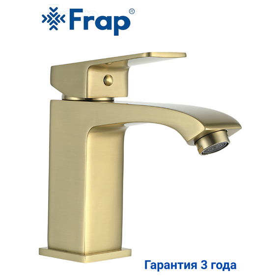 F1076-3 FRAP Смеситель для раковины сатиновое золото — фото 1