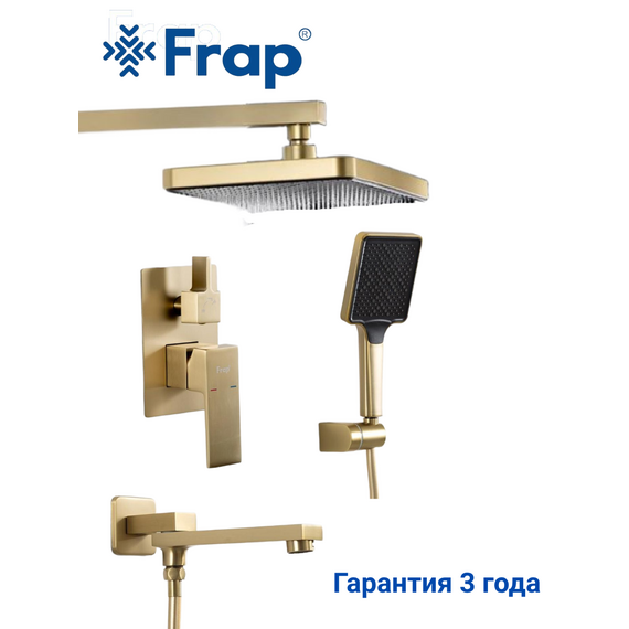 F7191-3 FRAP Душевая система скрытого монтажа сатиновое золото — фото 1