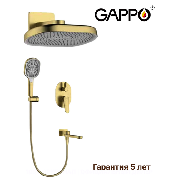 G7110-3 GAPPO Душевая система скрытого монтажа сатиновое золото — фото 1