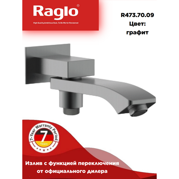 R473.70.09 Встраиваемый излив с функцией переключения графит Raglo — фото 1
