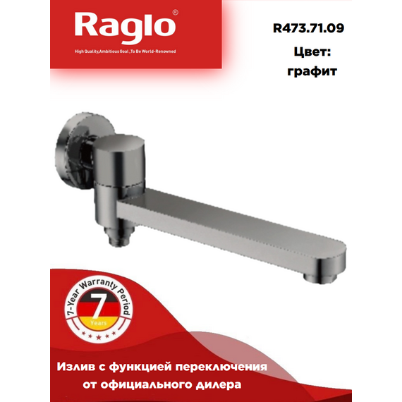 R473.71.09 Встраиваемый излив с функцией переключения графит Raglo — фото 1