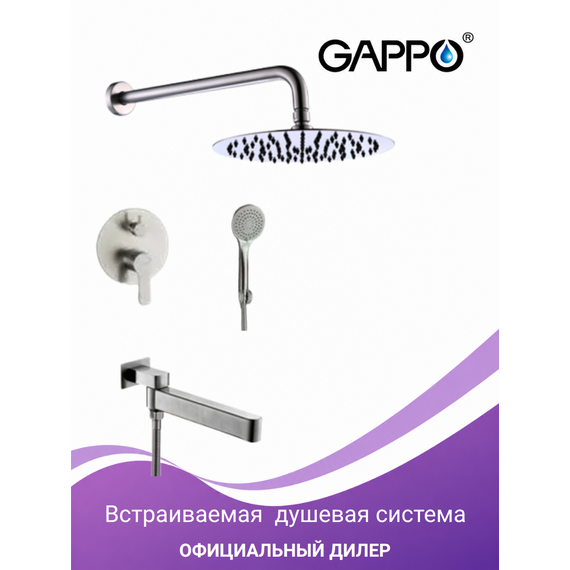 G7199-30 GAPPO Душевая система скрытого монтажа, нержавеющая сталь — фото 1