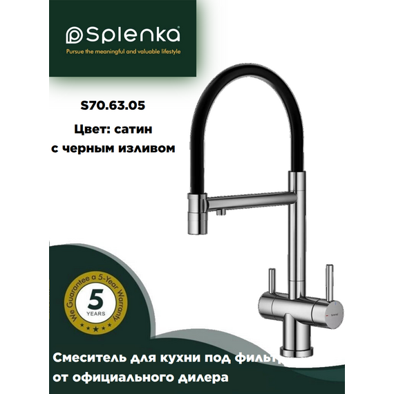S70.63.05 Смеситель для кухни под фильтр сатин Splenka — фото 1