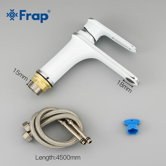 F1049 FRAP Смеситель для раковины белый/хром — фото 3