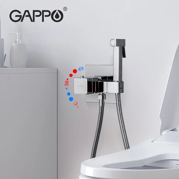 G7207-40 GAPPO Смеситель с гигиеническим душем скрытого монтажа с термостатом хром — фото 2