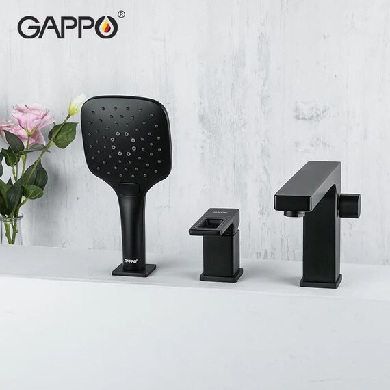 G1117-6 GAPPO Смеситель на борт ванны чёрный — фото 2