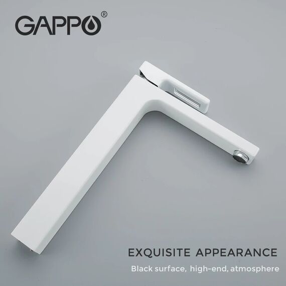 G1017-2 GAPPO Смеситель для раковины высокий белый/хром — фото 4